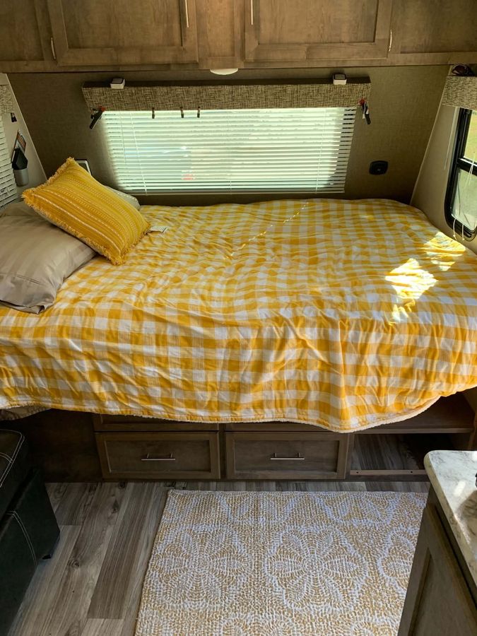 After — new bed with built-in storage drawers